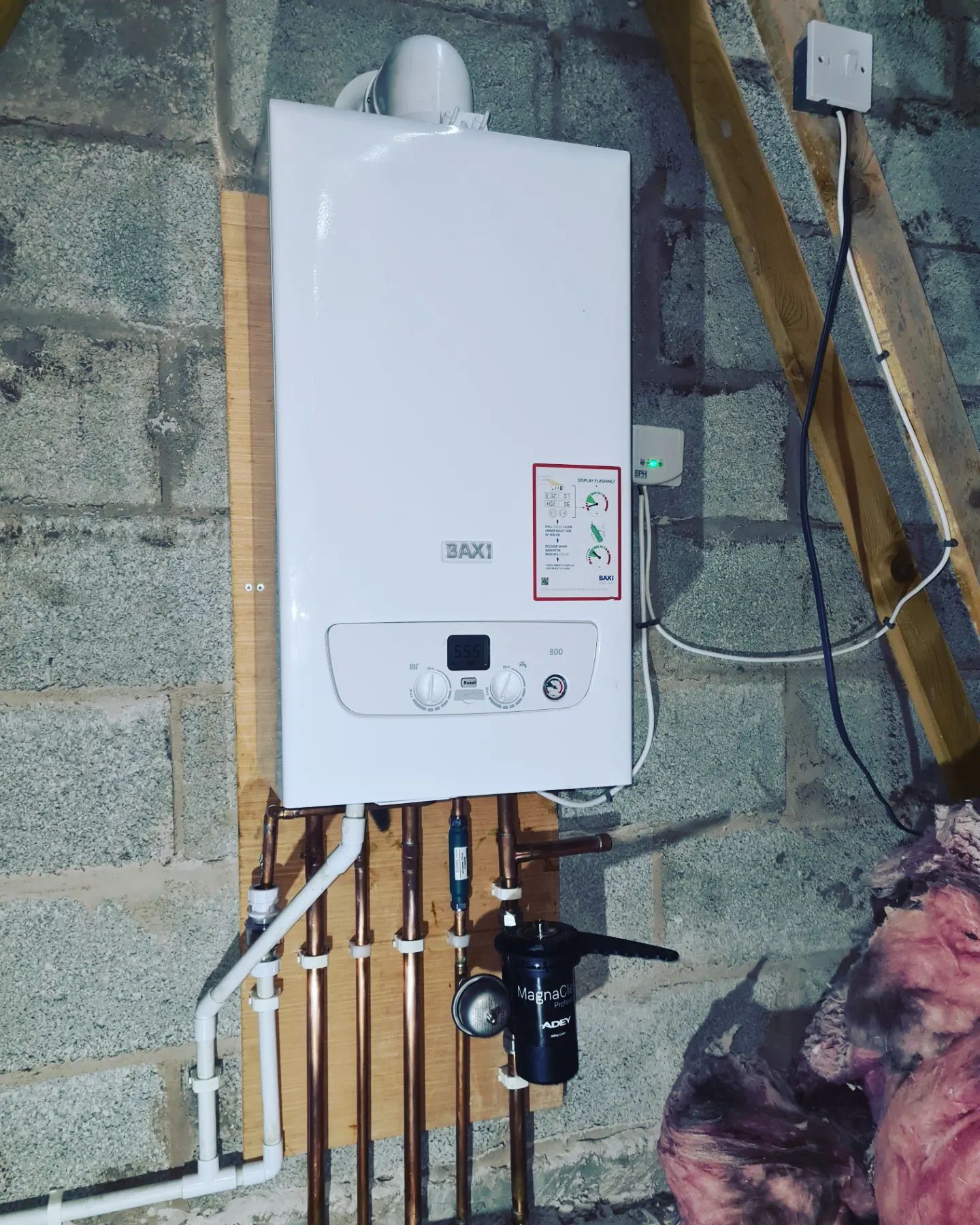 Modern condensing boiler close-up